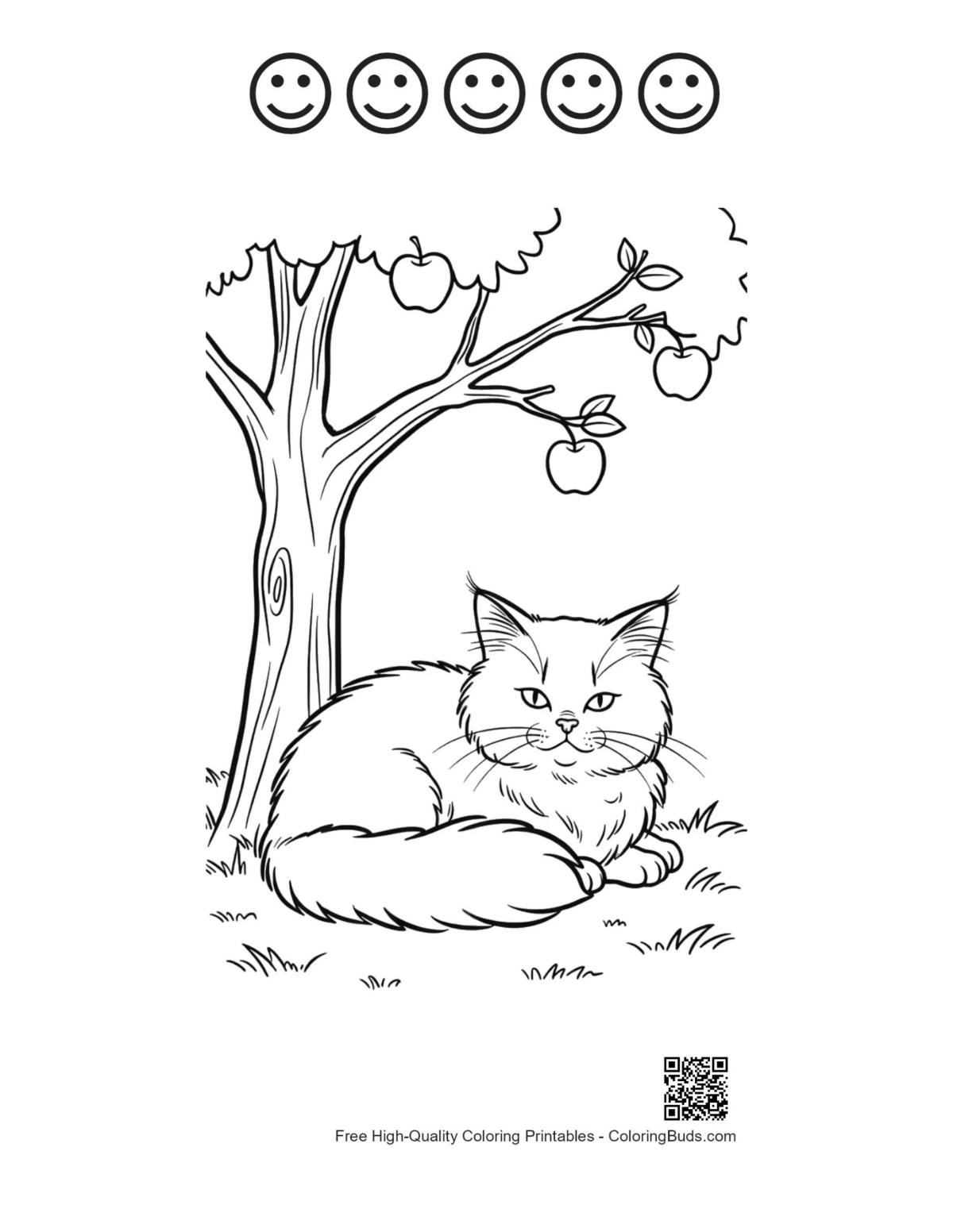Maine Coon kitten coloring with happy faces