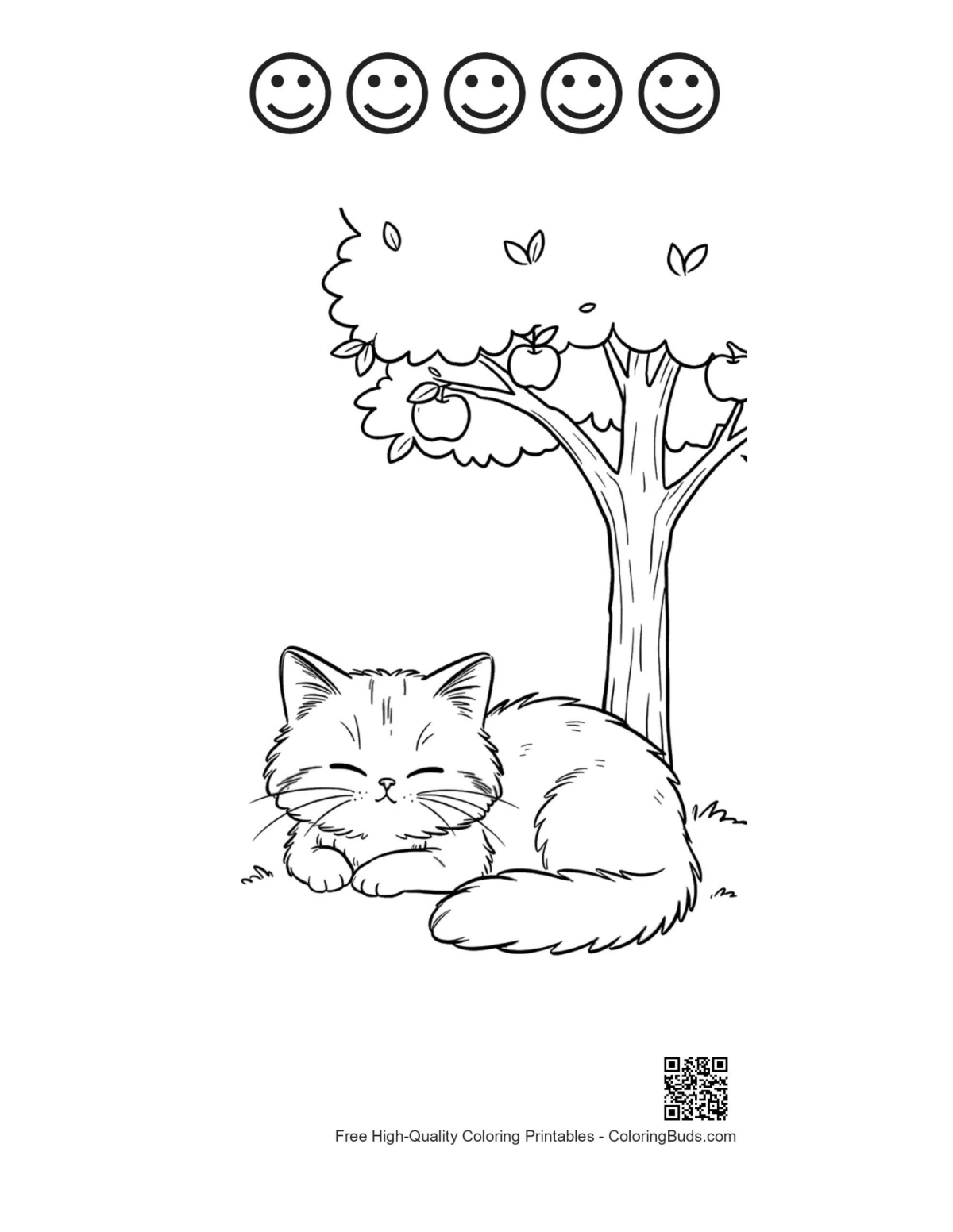 Cute Maine Coon kitten printable with 5 happy faces