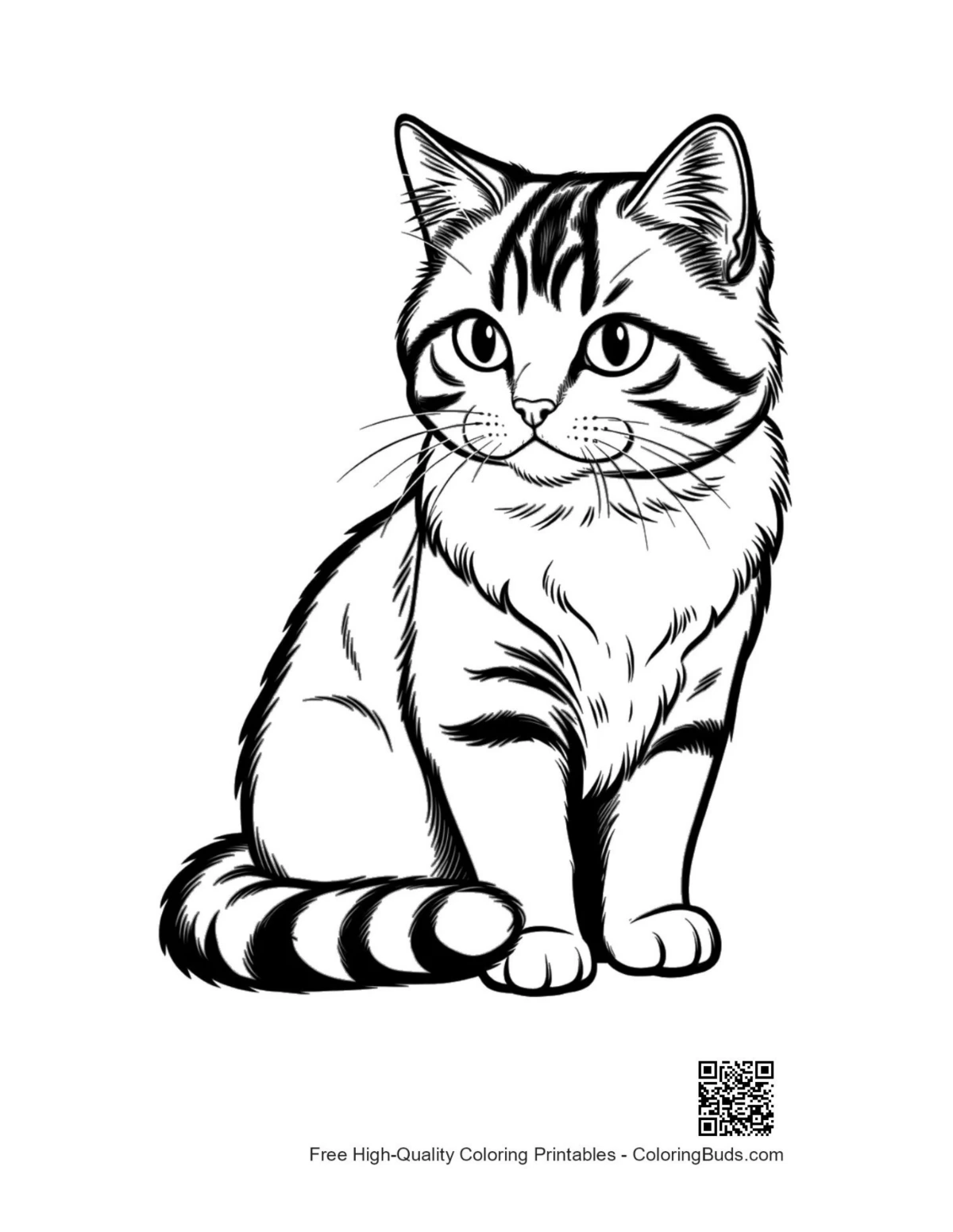 Cute tabby kitten line art