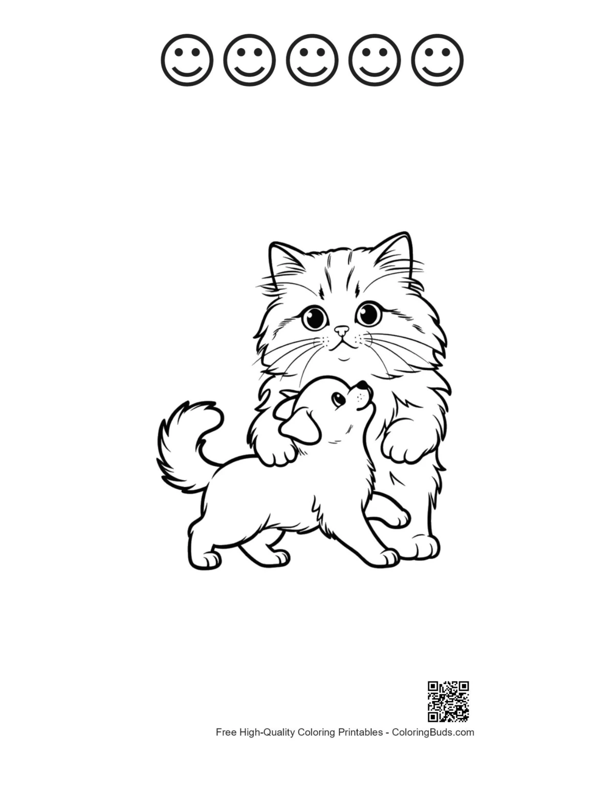 Persian kitten puppy 5 happy faces outline