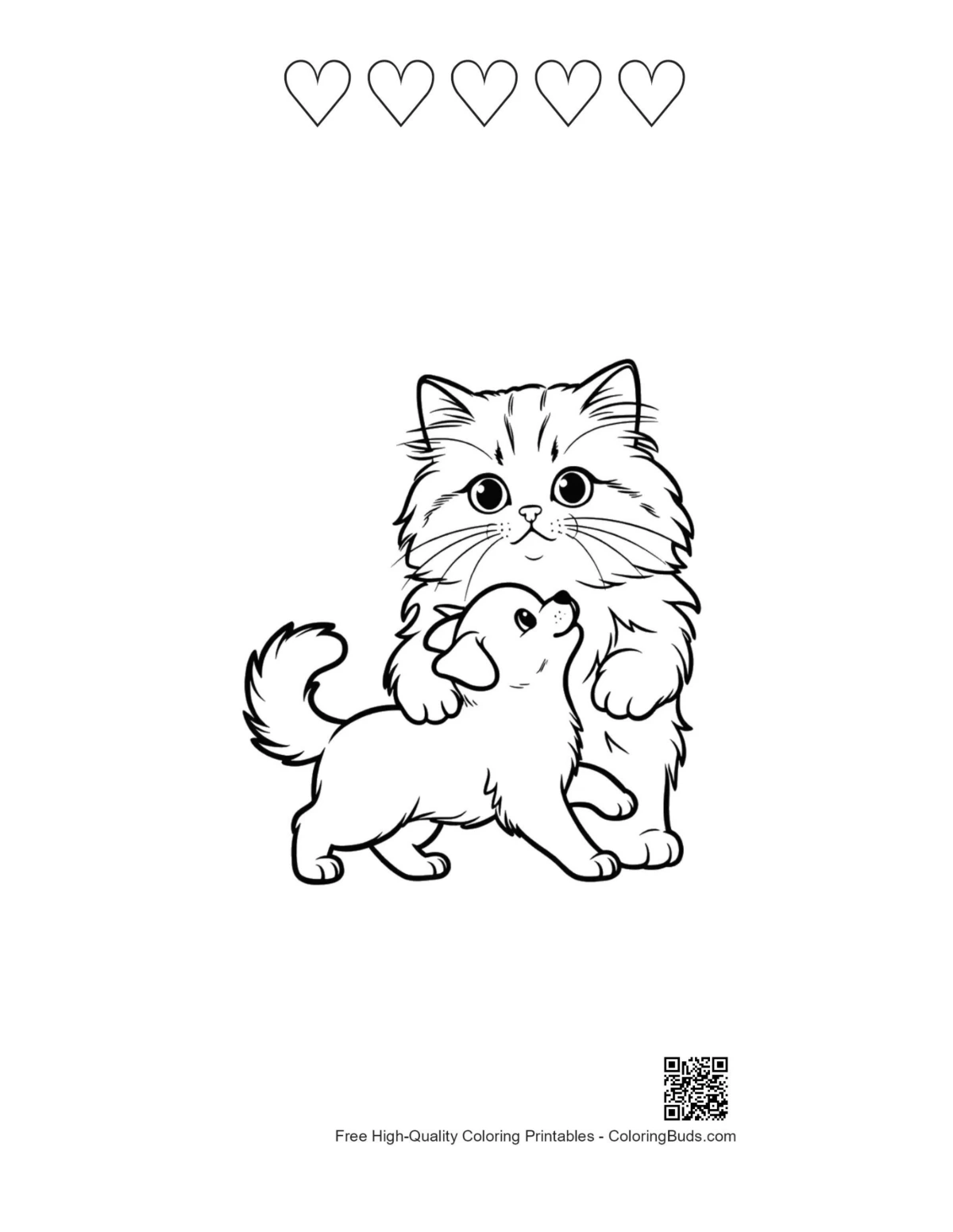 Persian kitten puppy with 5 hearts outline