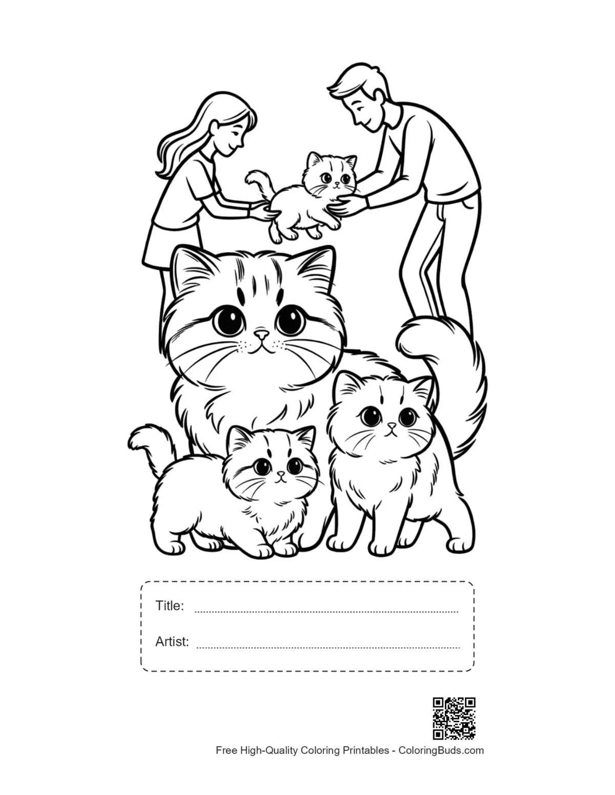 Persian cat family printable with title box