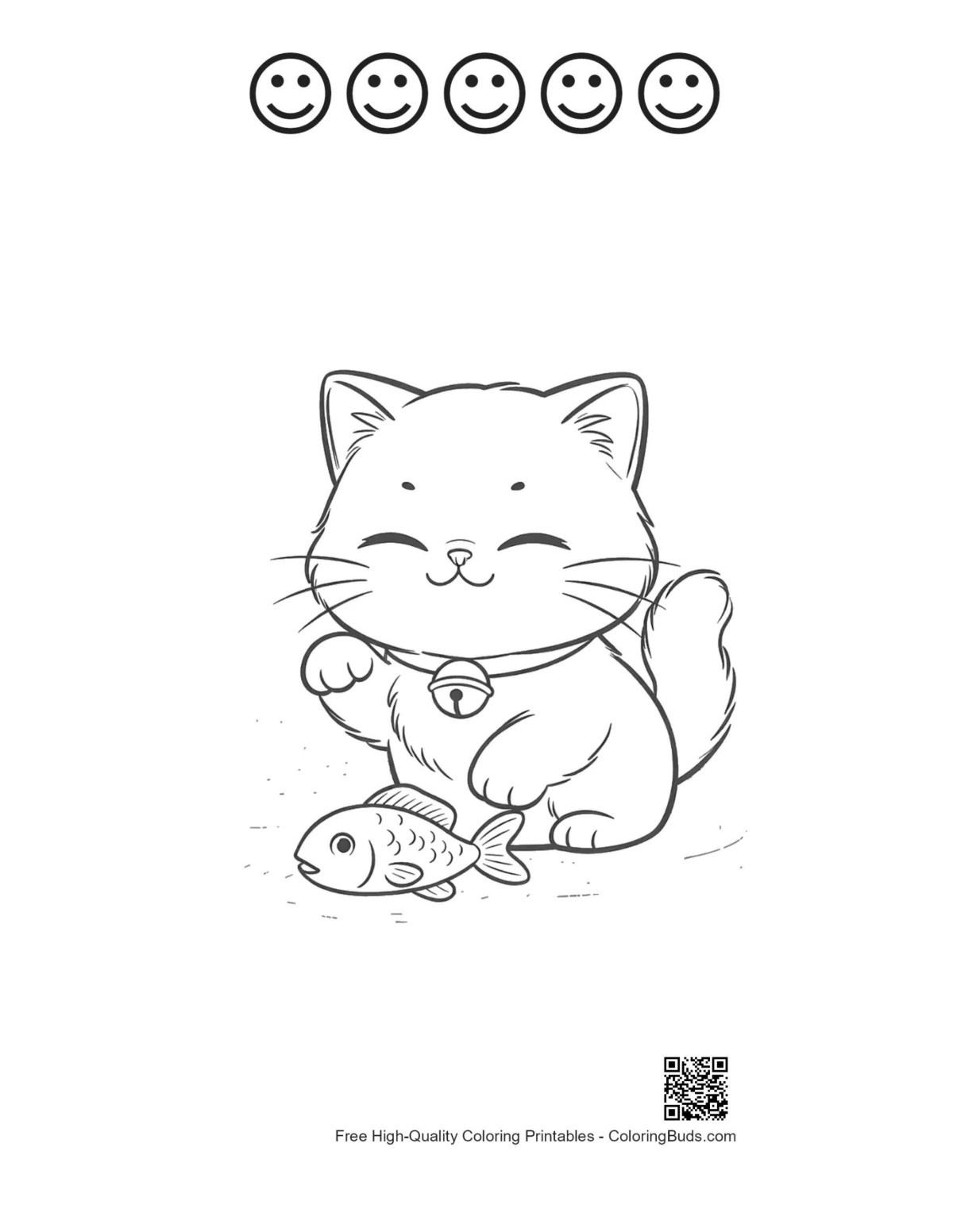 Cute Persian kitten printable with 5 happy faces