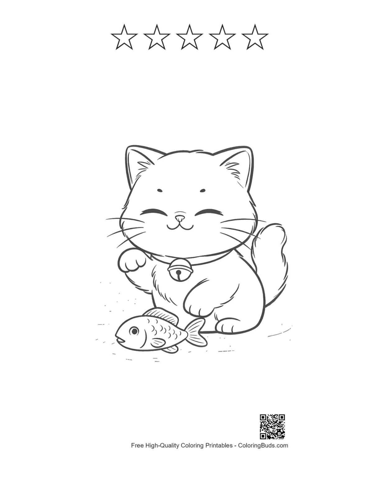 Persian kitten coloring with 5 star outlines printable