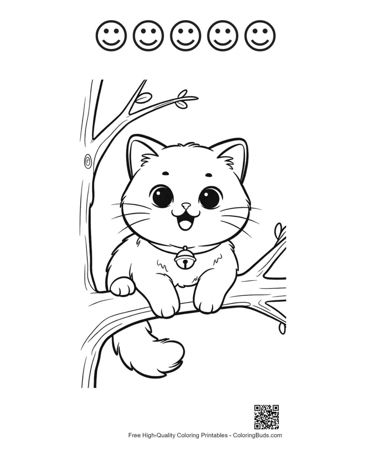 Happy Persian kitten with 5 happy faces printable