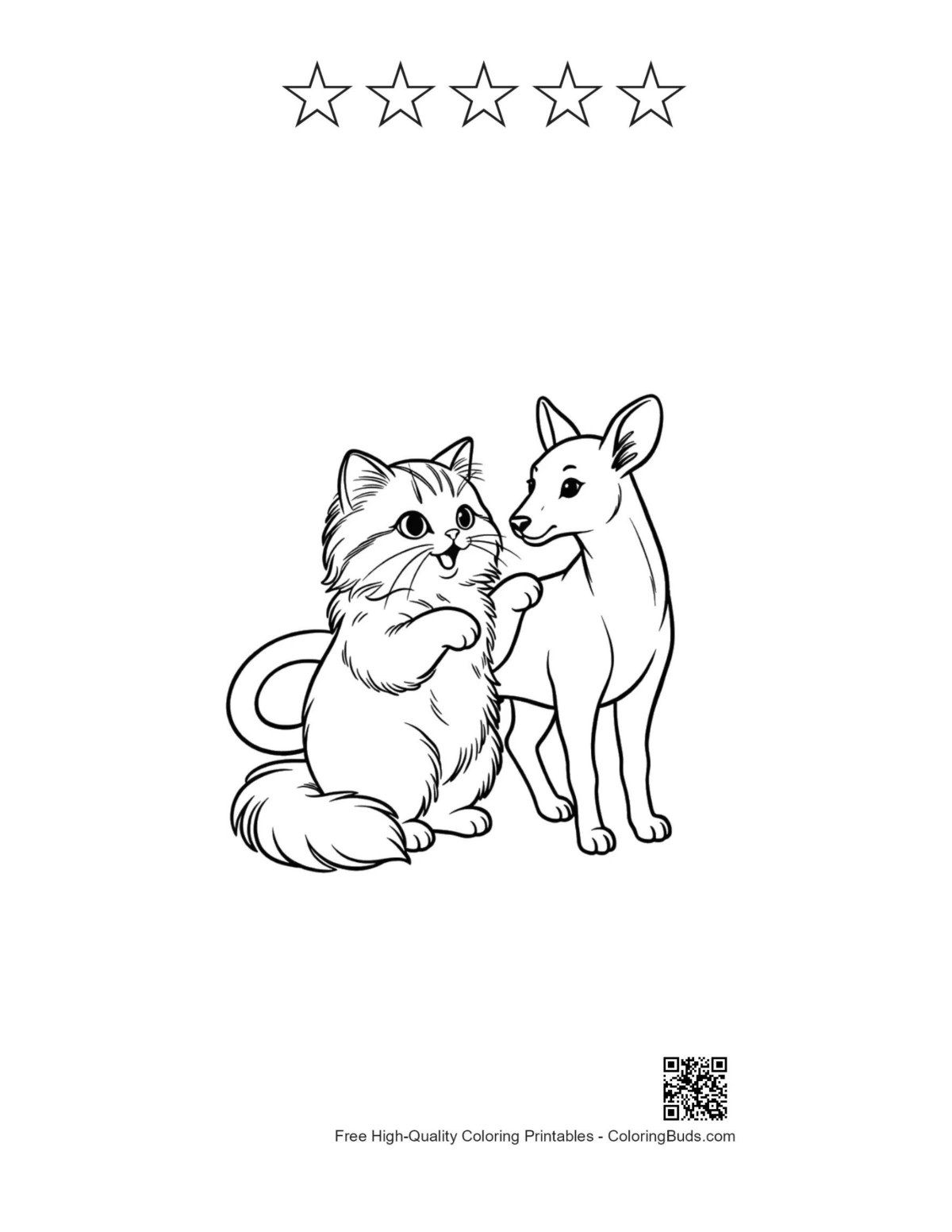 Persian cat deer printable with star outlines