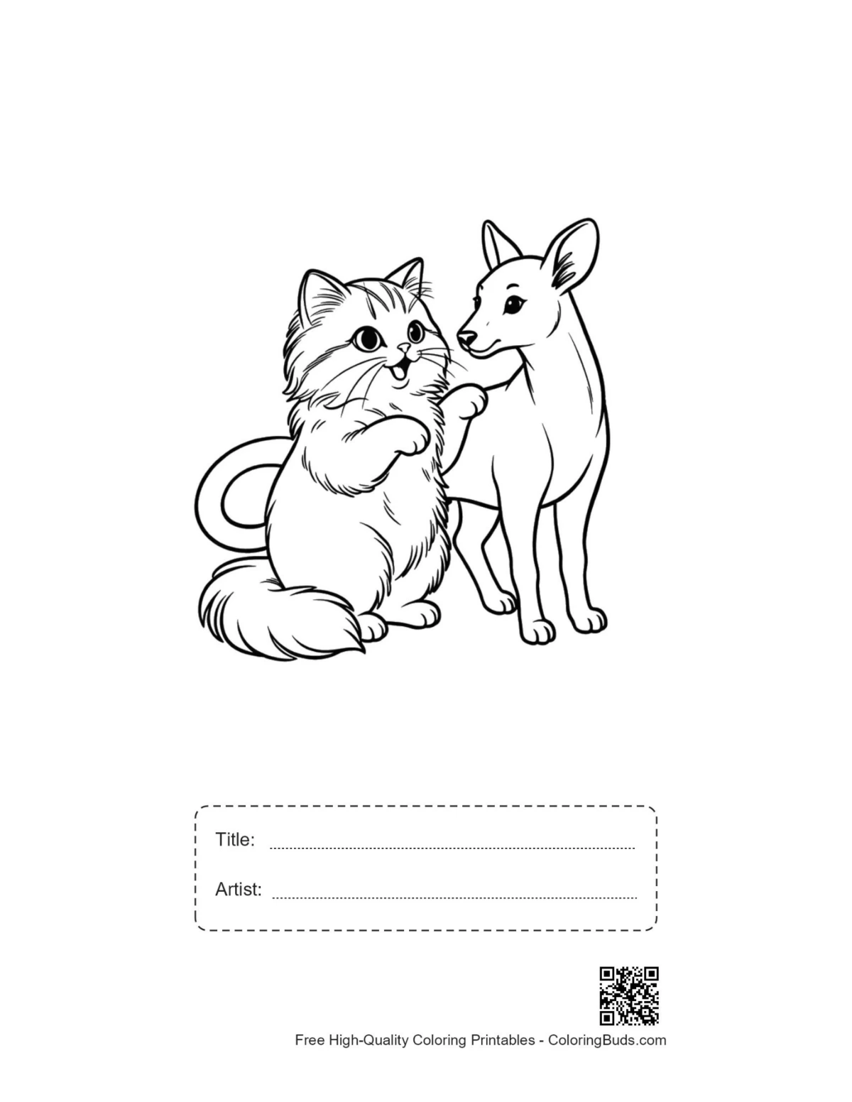 Persian cat deer printable with title box