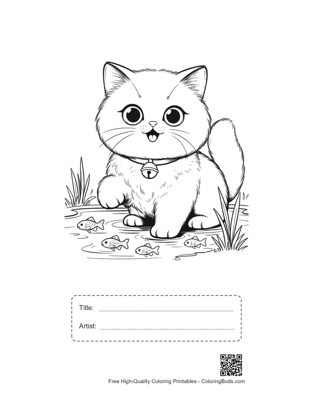 Persian kitten pond printable with title artist box