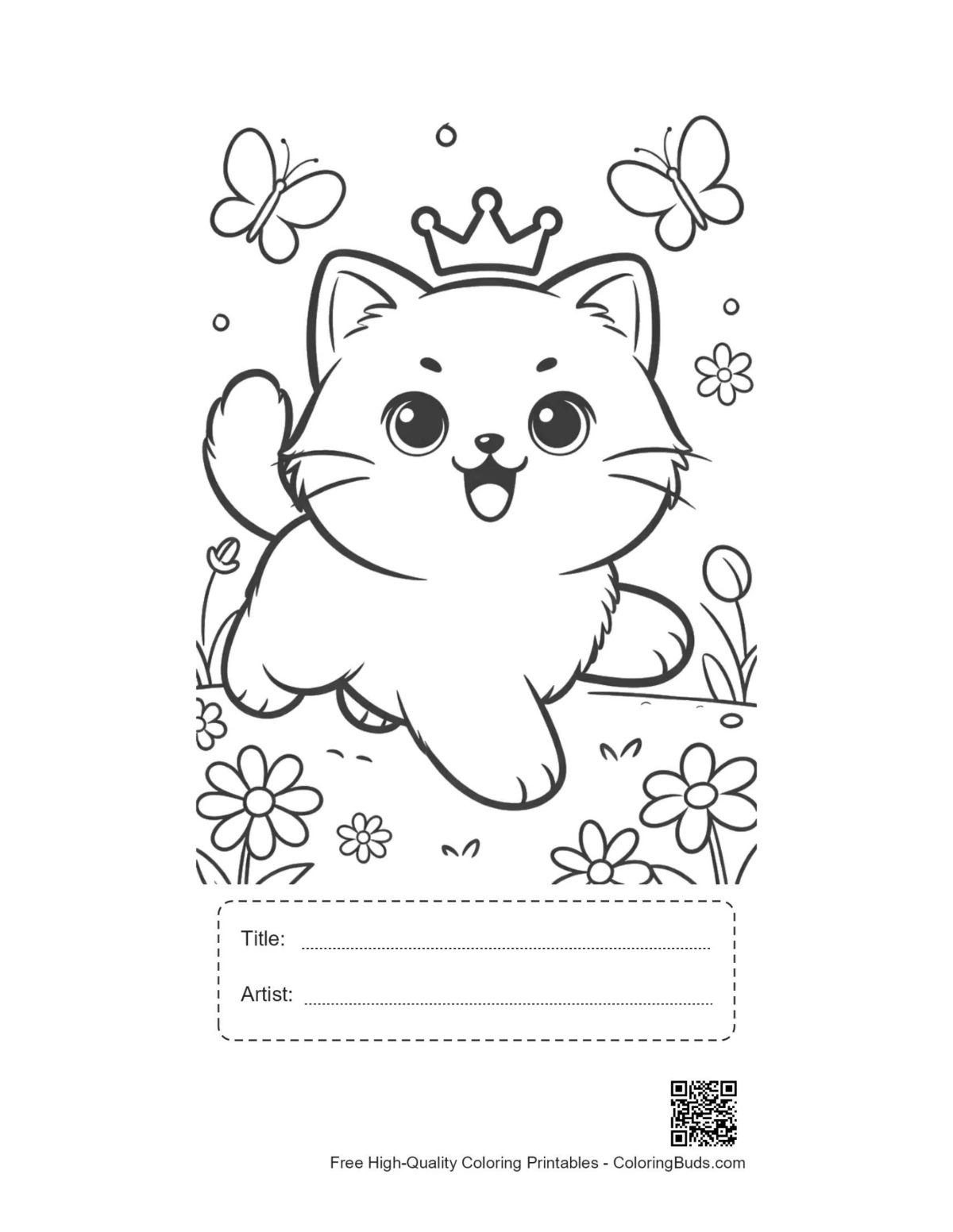 Persian kitten princess meadow printable with title artist box