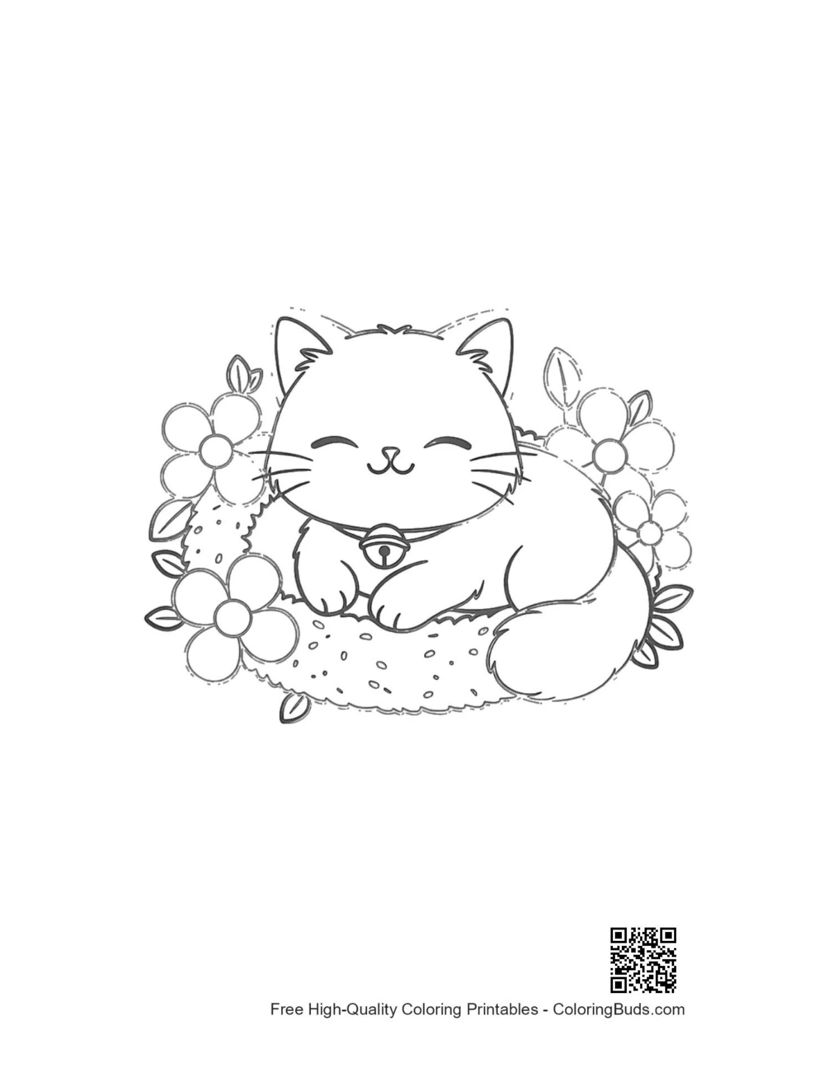 Schlafendes Perserkätzchen im Blumen-Haustierbett