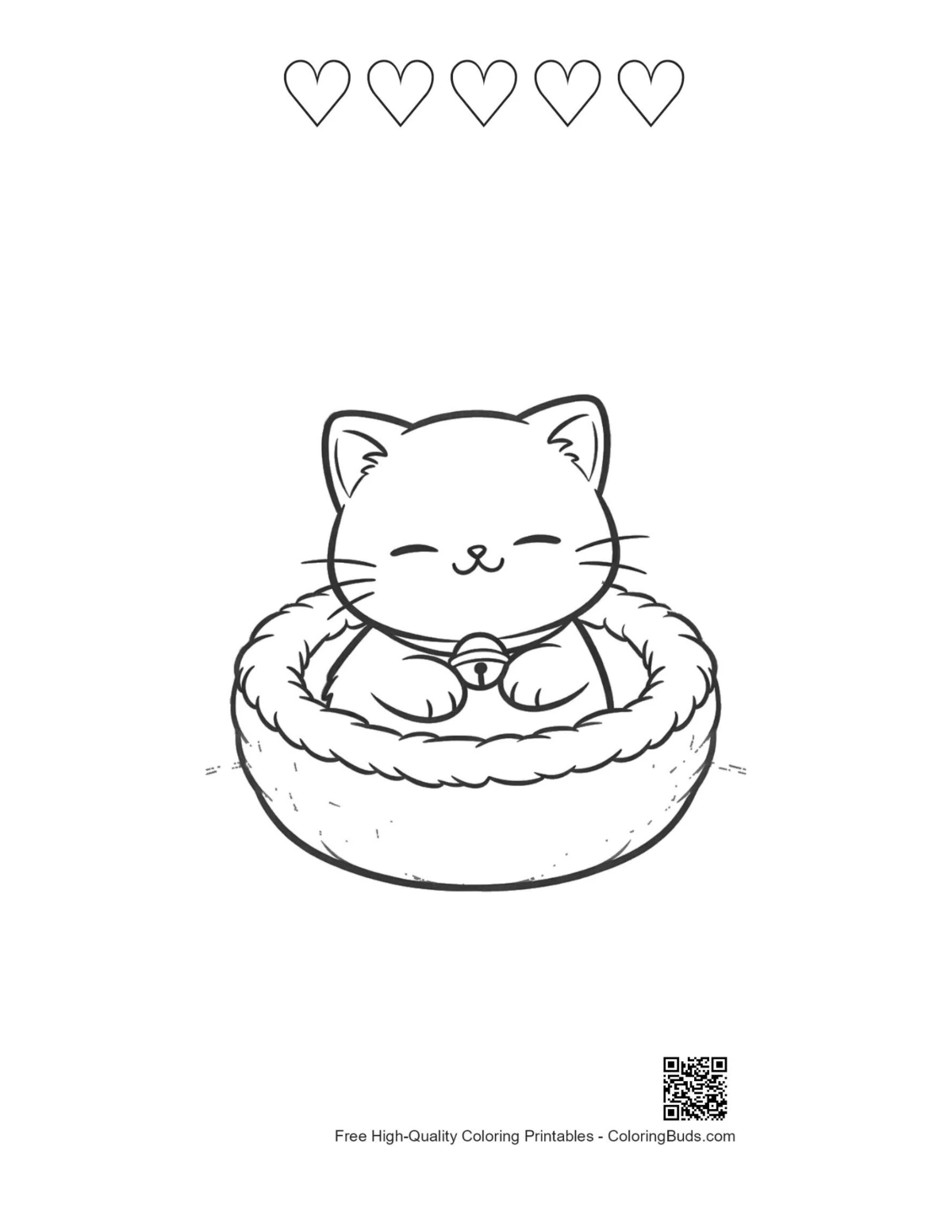 Persian kitten coloring with heart outlines