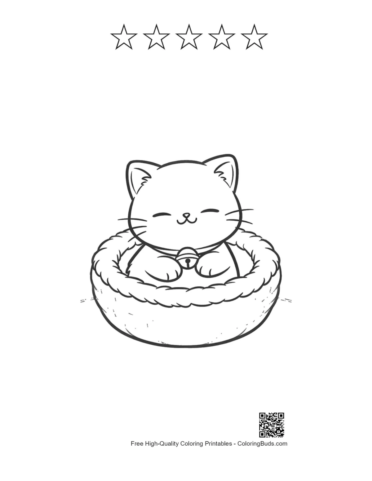 Persian kitten printable with 5 star outlines