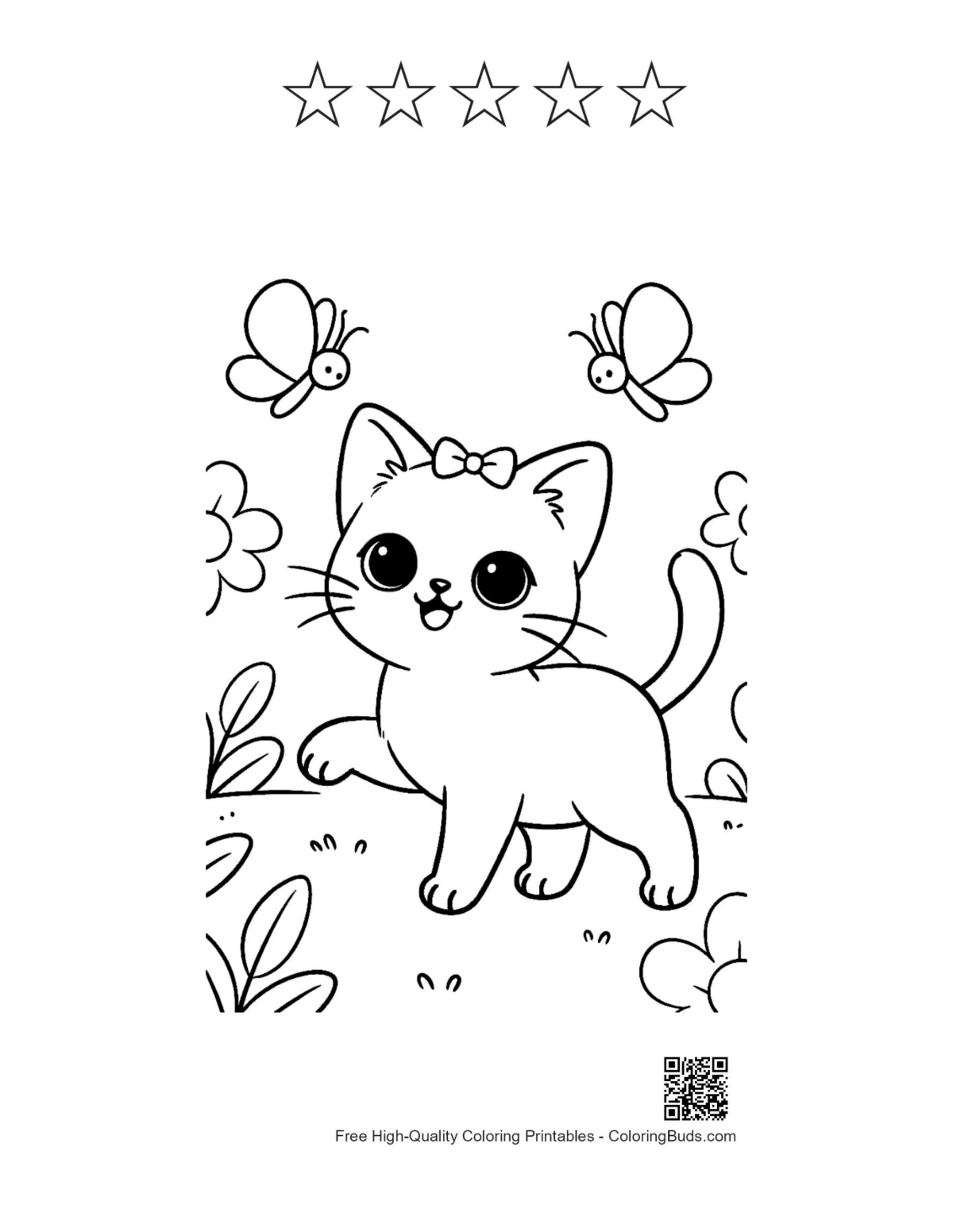 Siamese kitten meadow page with star outlines