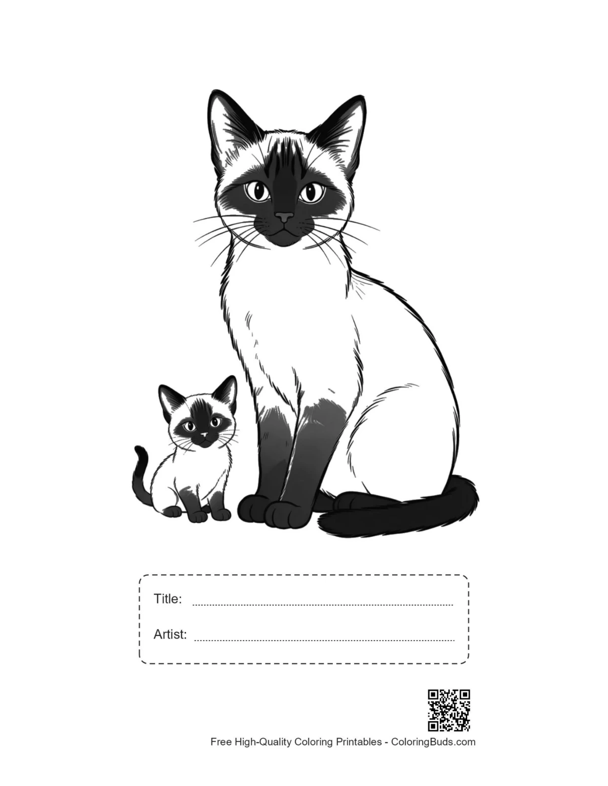 Siamese cat kitten printable with title box