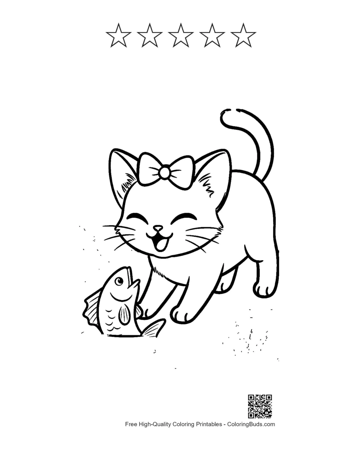 Cute Siamese kitten fish toy with star outlines