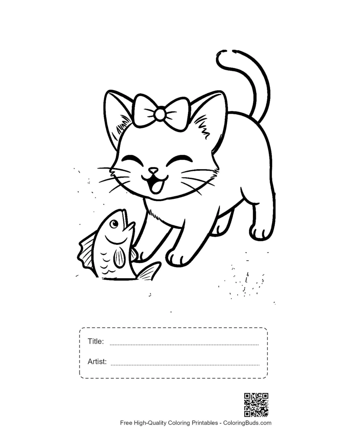 Siamese kitten fish toy printable with title box