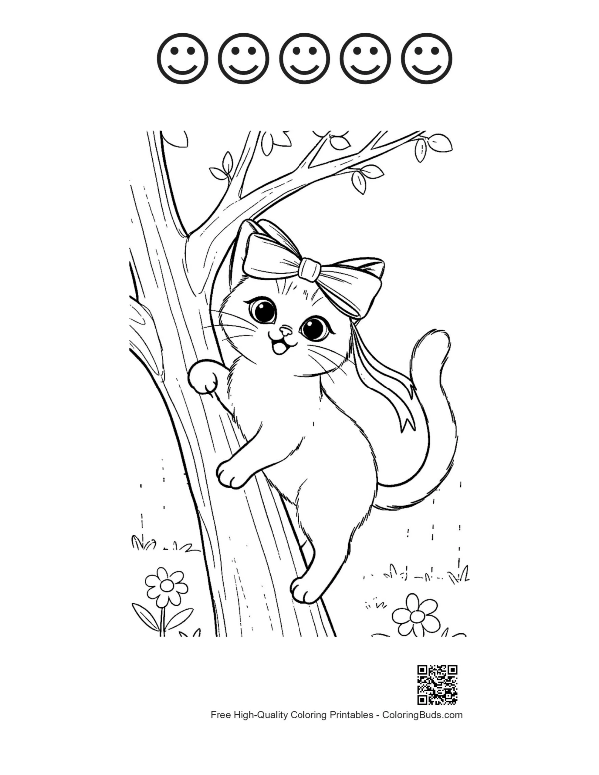 Siamese kitten tree page with happy faces