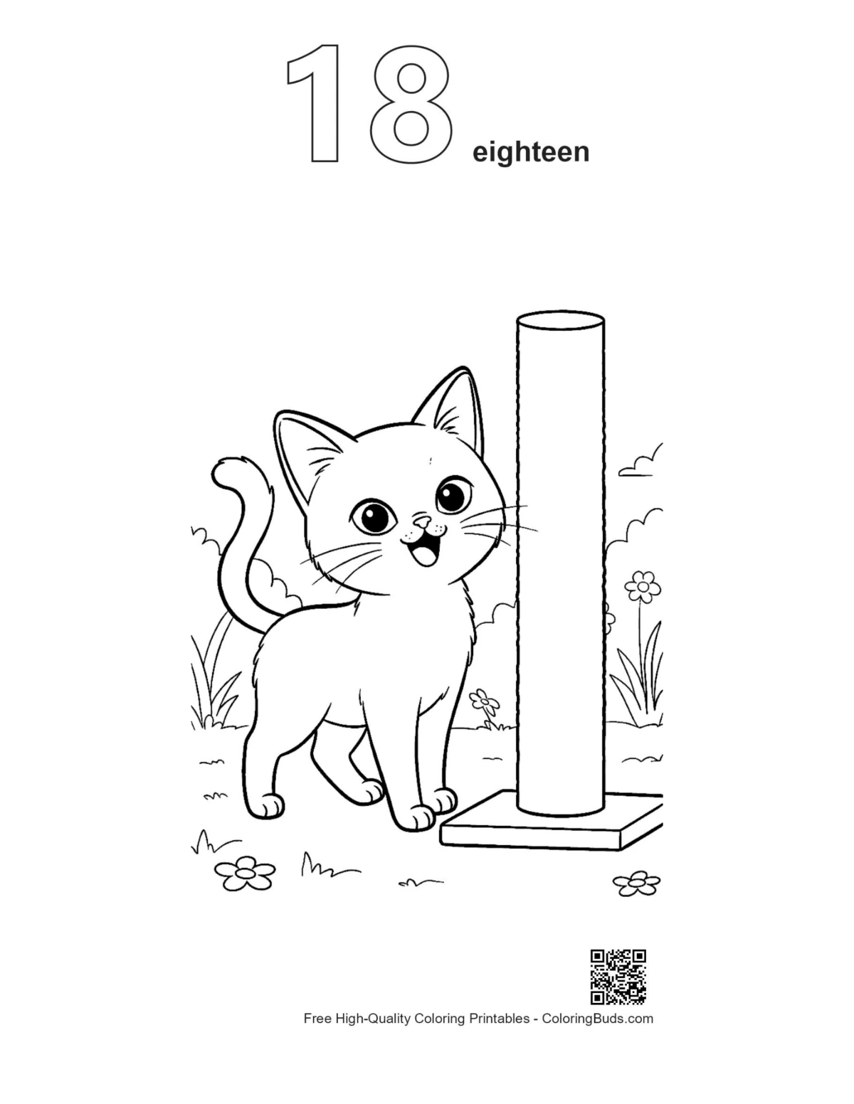 Siamese kitten outline number 18 coloring page