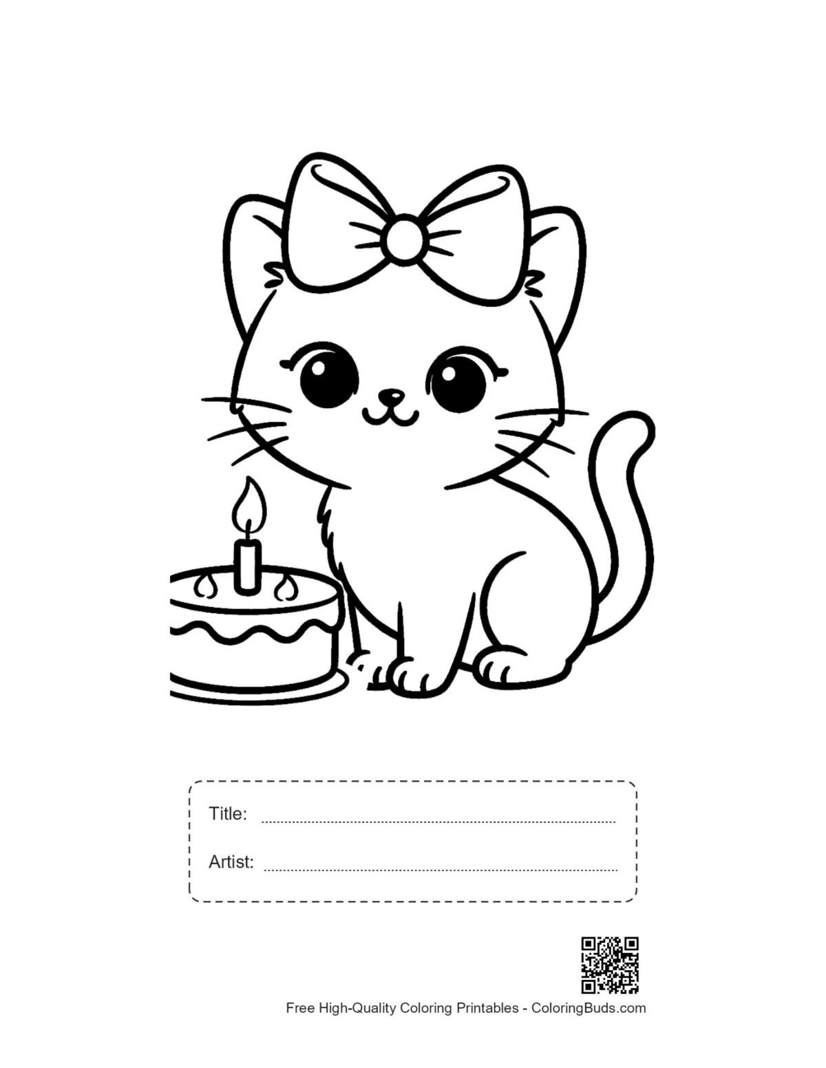 Siamese kitten birthday cake printable with title box