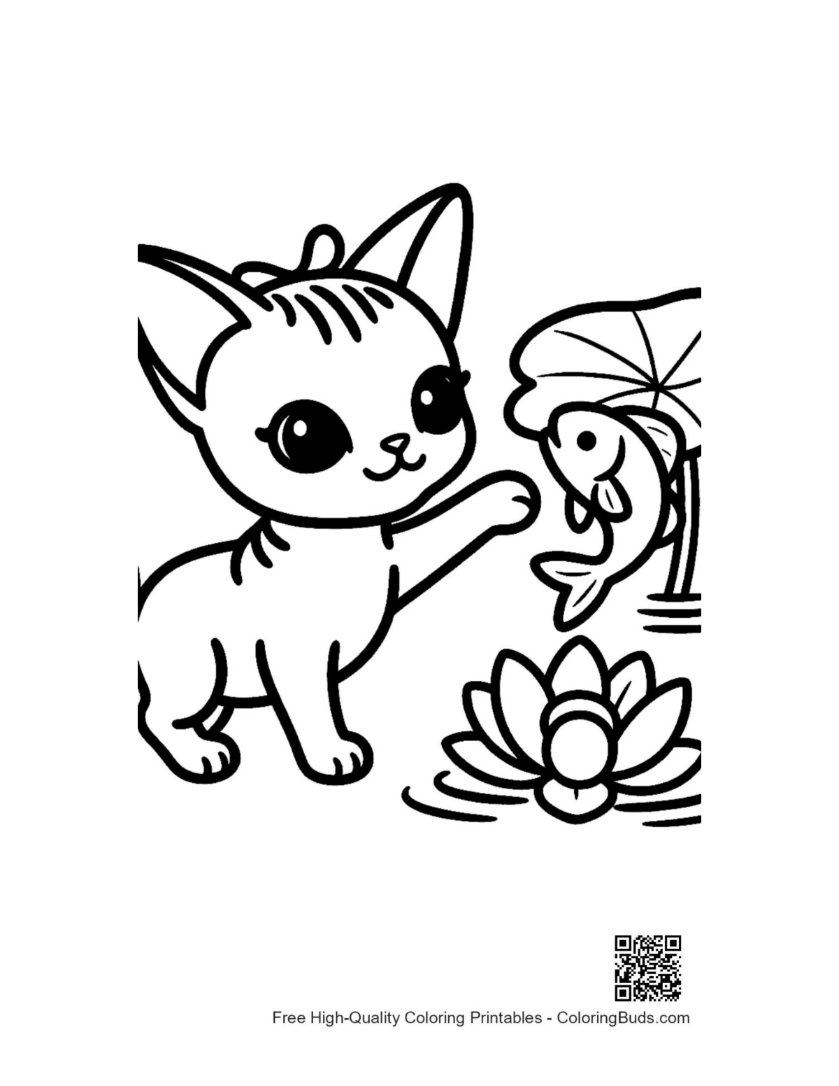 Easy Sphynx cat coloring page printable