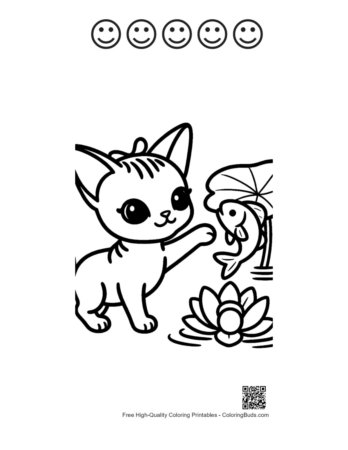 Easy Sphynx page with 5 happy faces