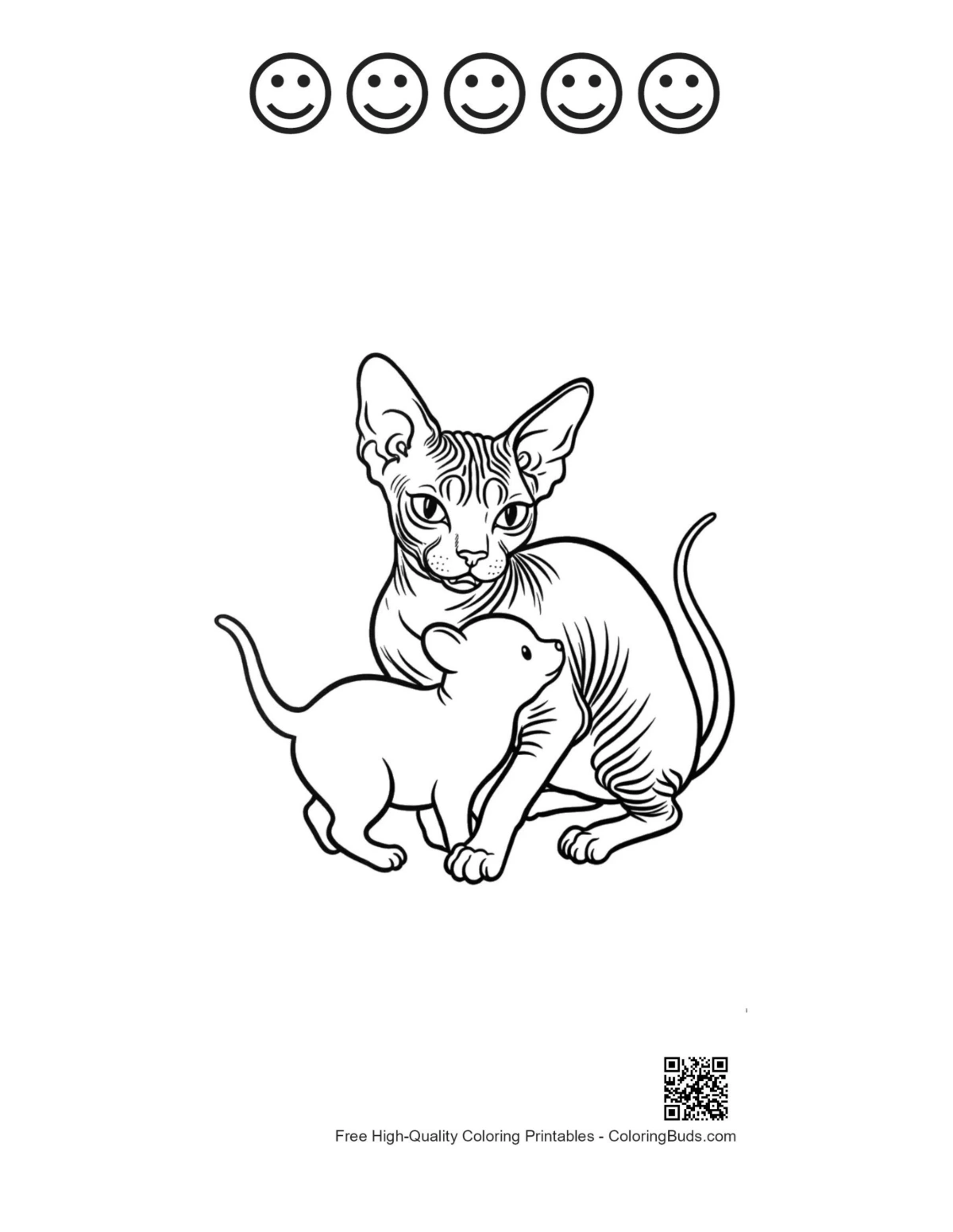 Sphynx cat kitten printable happy faces