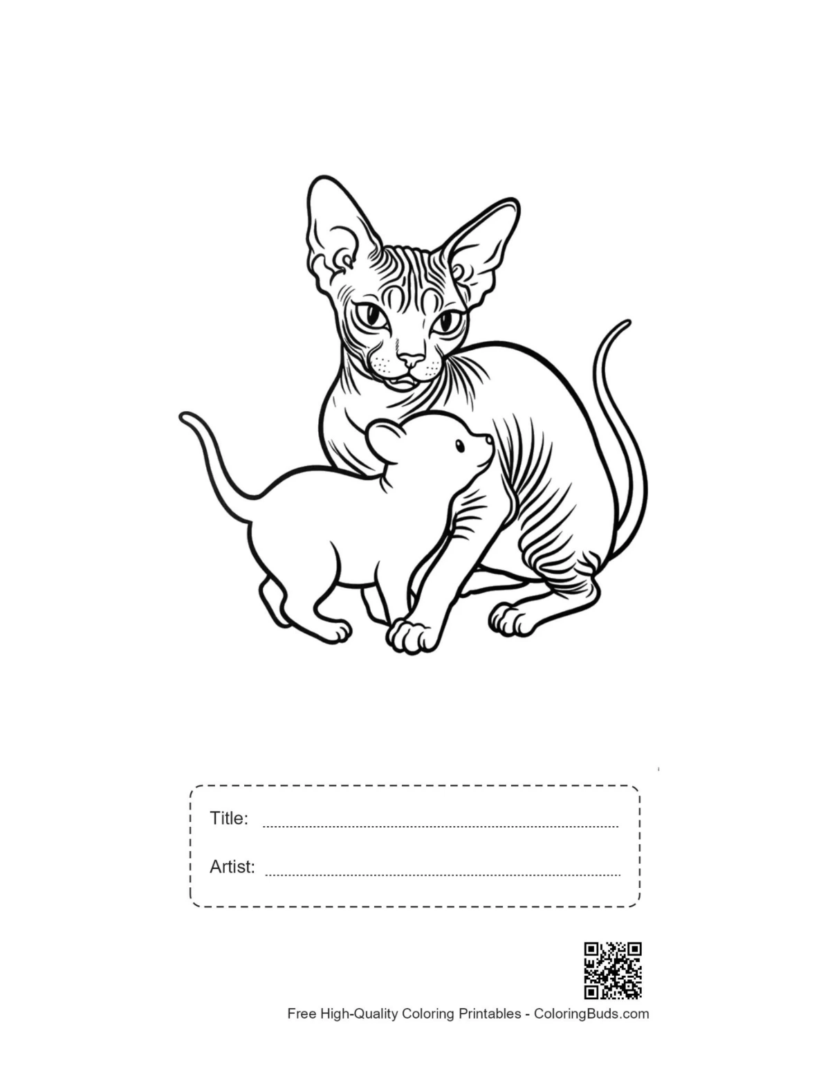Sphynx cat kitten printable with title box