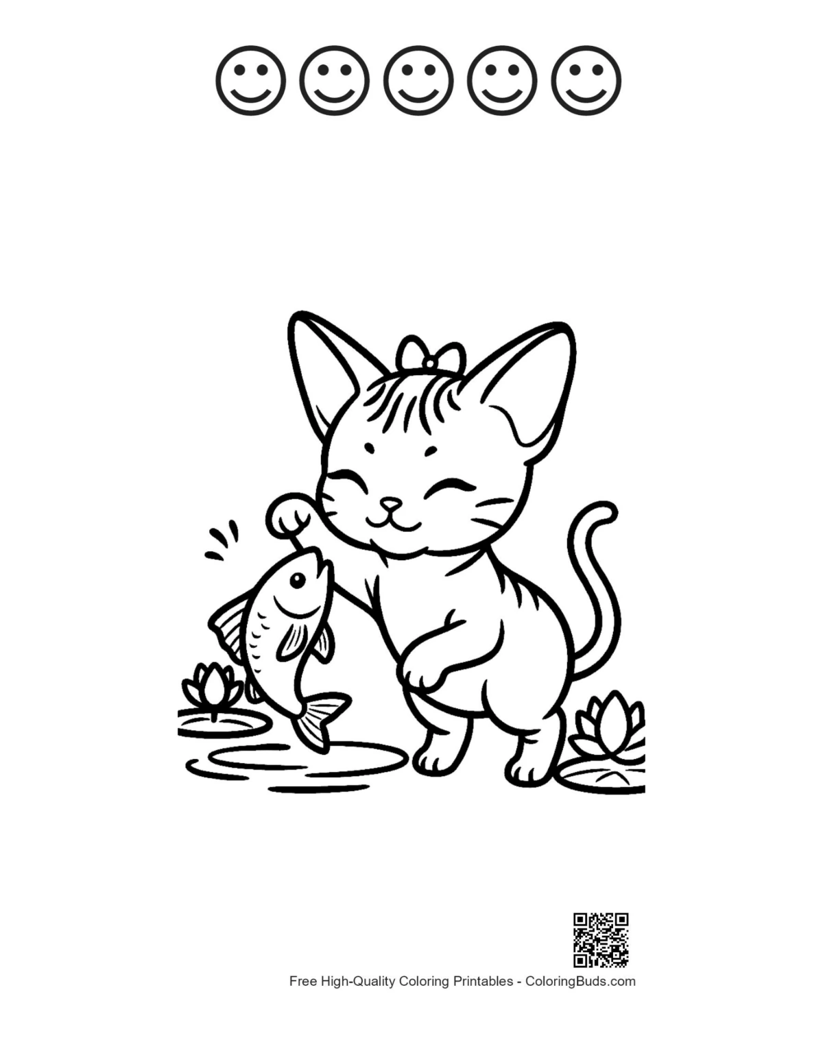 Sphynx printable with 5 happy faces coloring