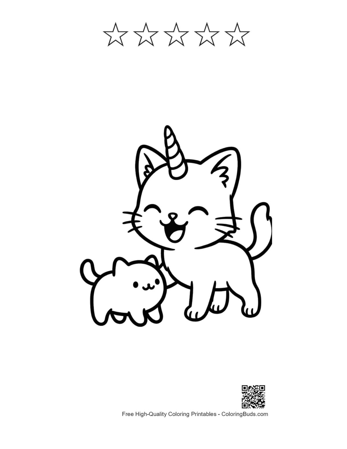 Unicorn cat duo with star rating outlines