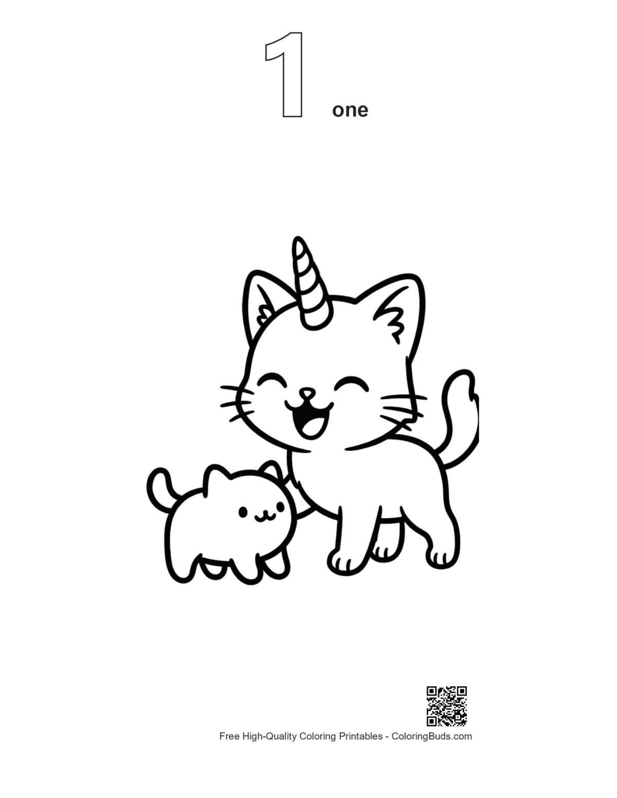 First outline version of unicorn cat duo