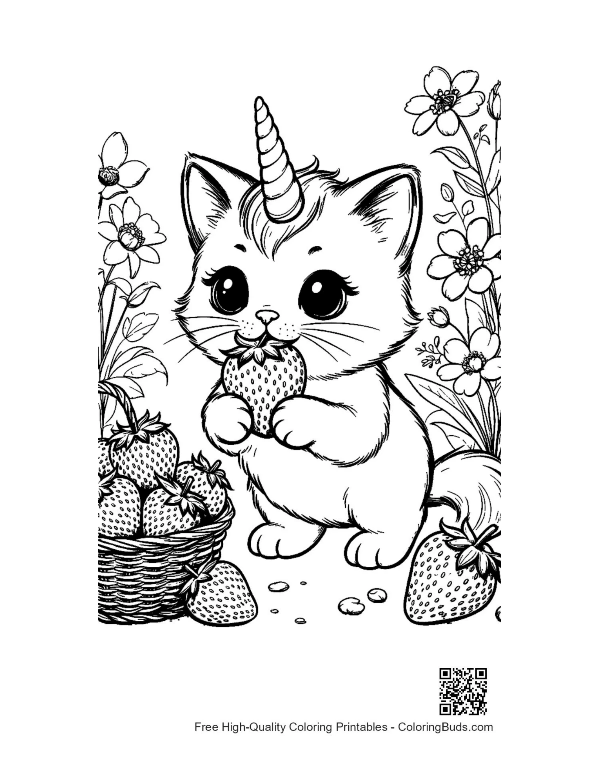 Printable unicorn cat coloring sheet download