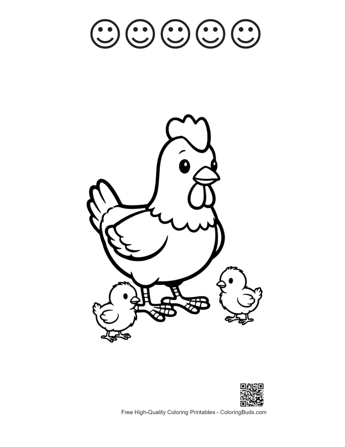 Hen chicks printable with happy faces