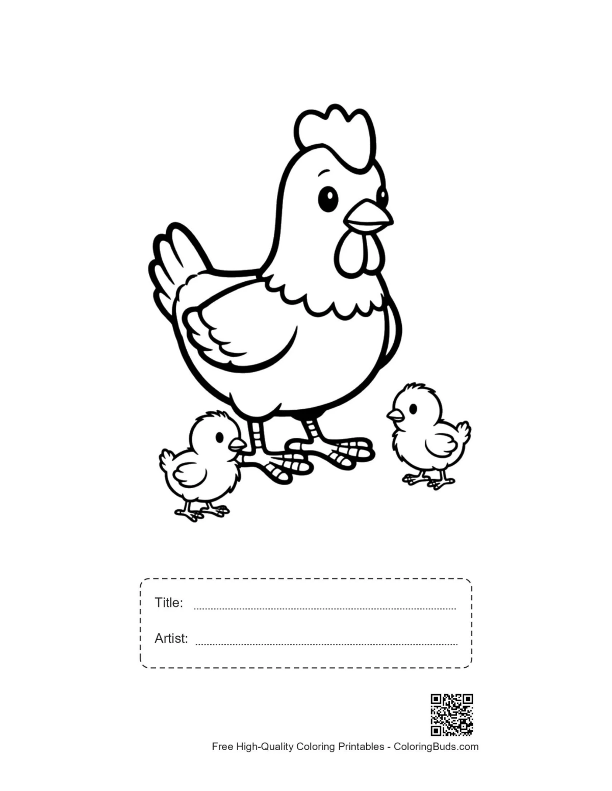 Printable mother hen chicks with title box