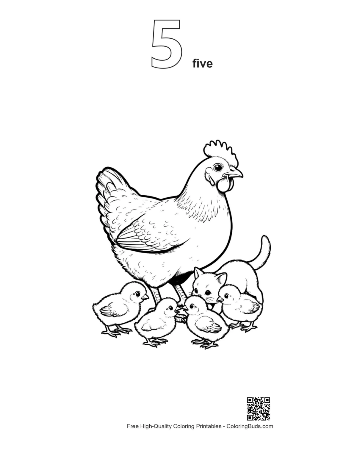ภาพที่ 5 โครงร่างแม่ไก่กับลูกไก่และลูกแมว