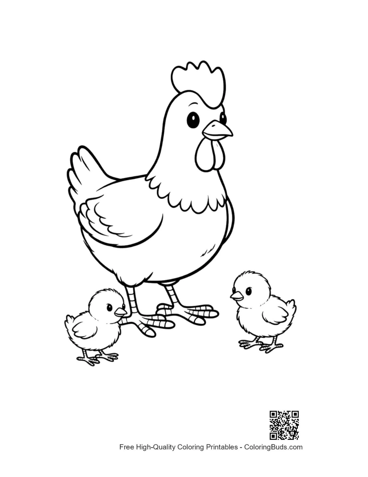 ภาพระบายสีแม่ไก่และลูกไก่