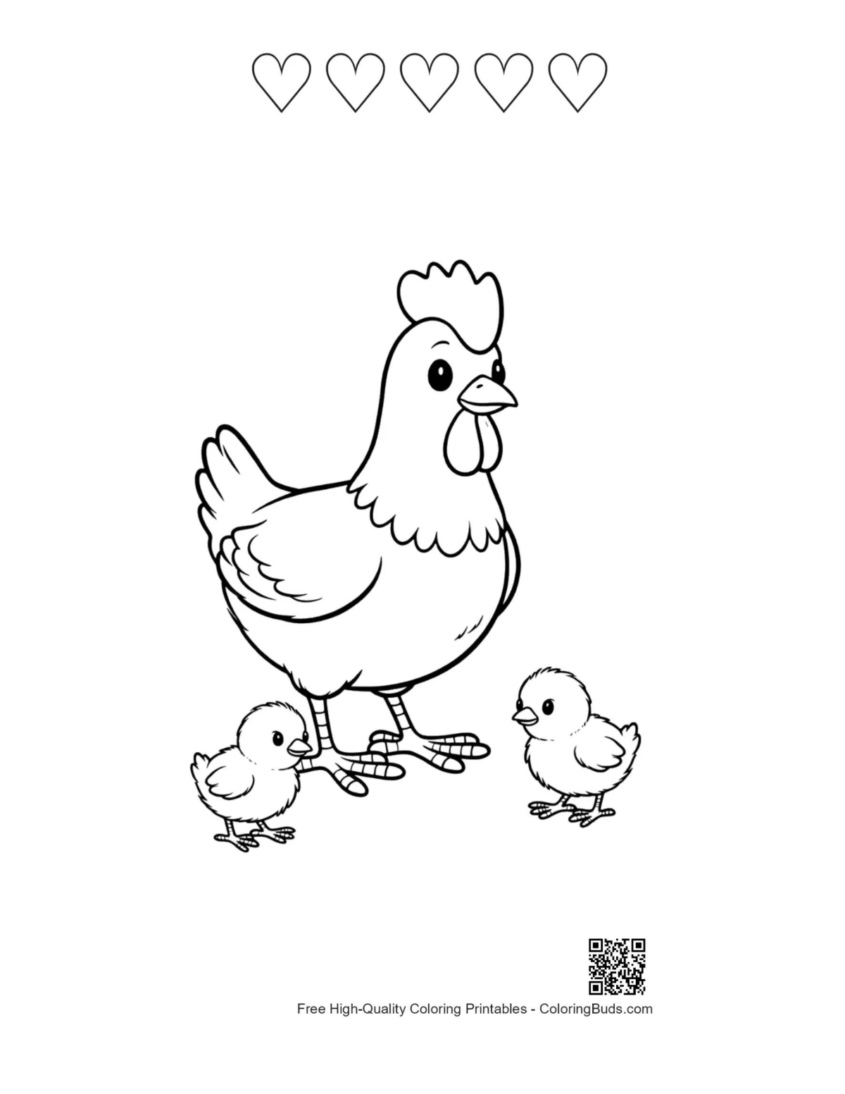 รูปแม่ไก่กับรูปหัวใจ (พิมพ์ได้)