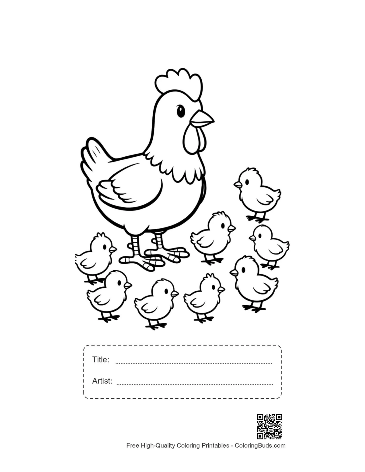 Printable mother hen chicks with title box