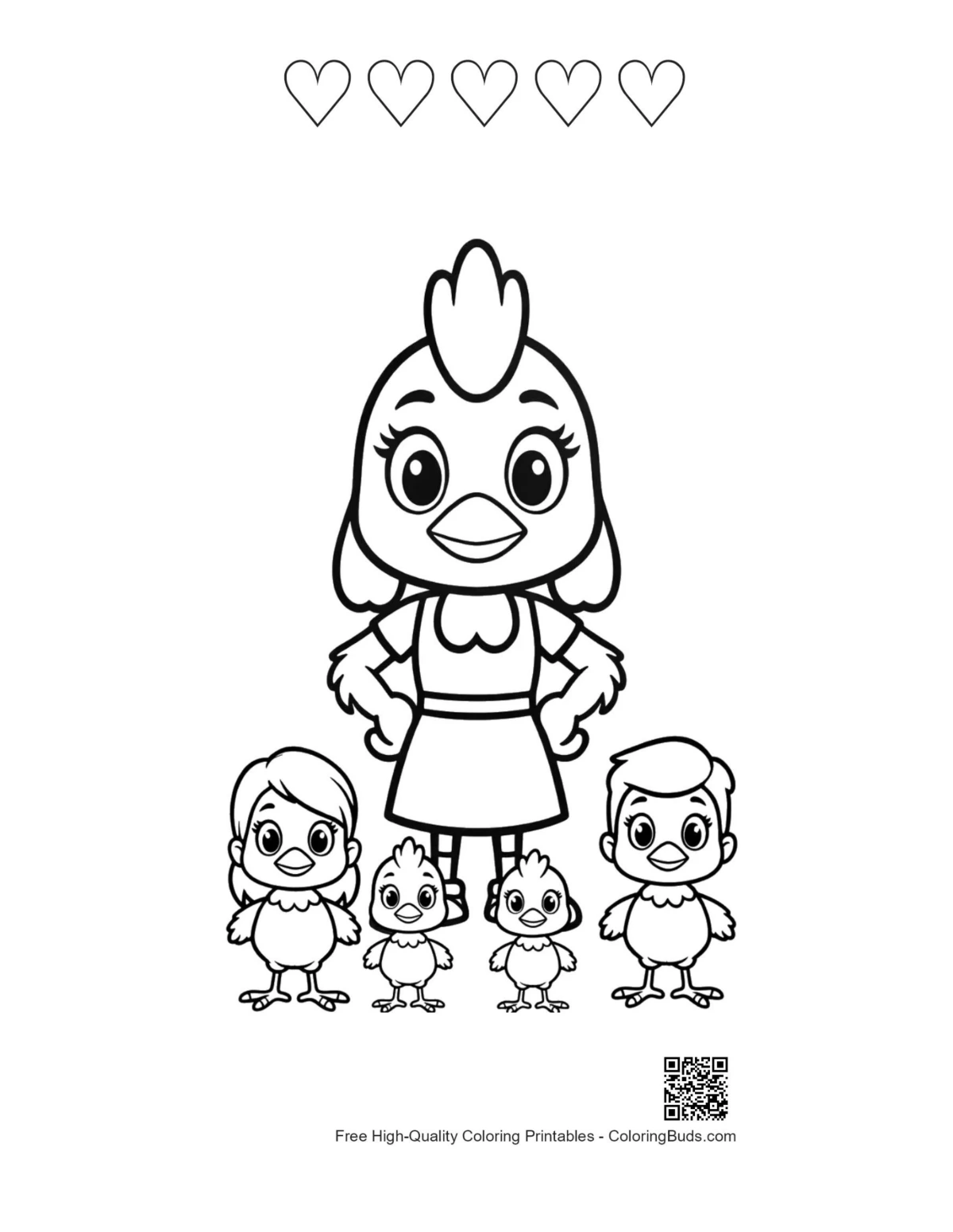 แผ่นพิมพ์ลายแม่ไก่และลูกไก่รูปหัวใจ