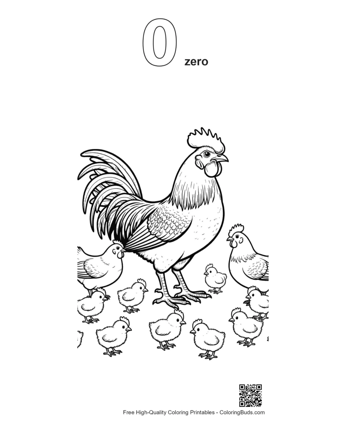 Rooster outline coloring page numbered 0
