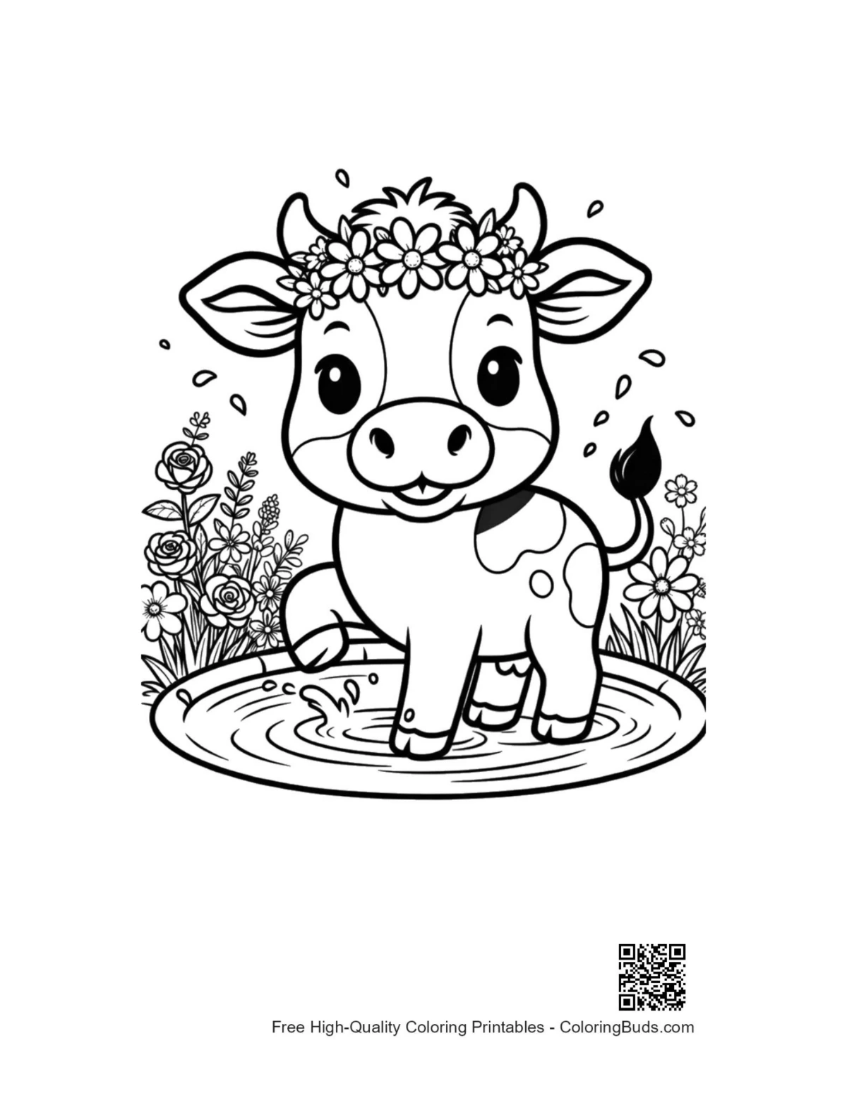 Printable Holstein cow coloring sheet download