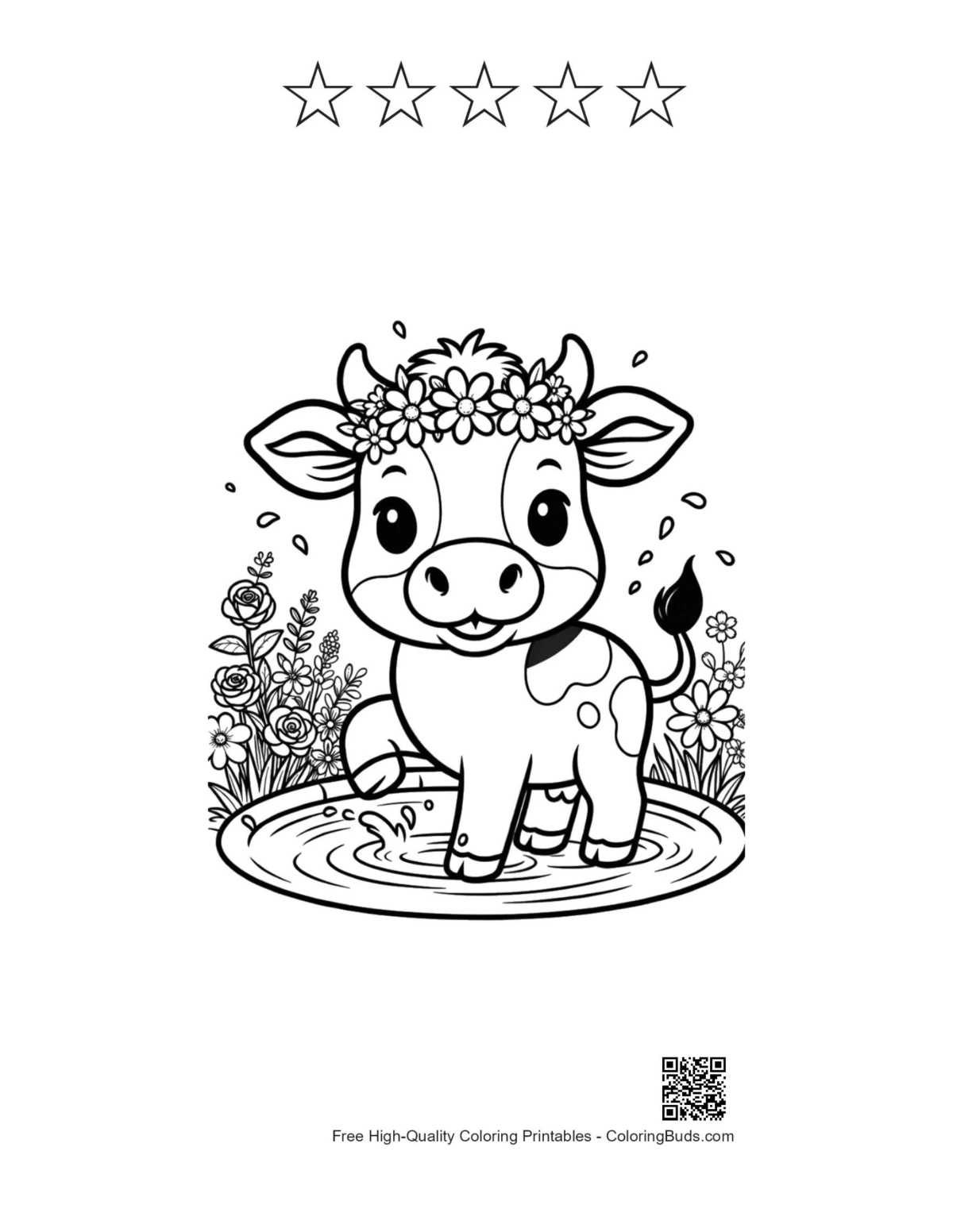 Holstein cow printable with 5-star outline