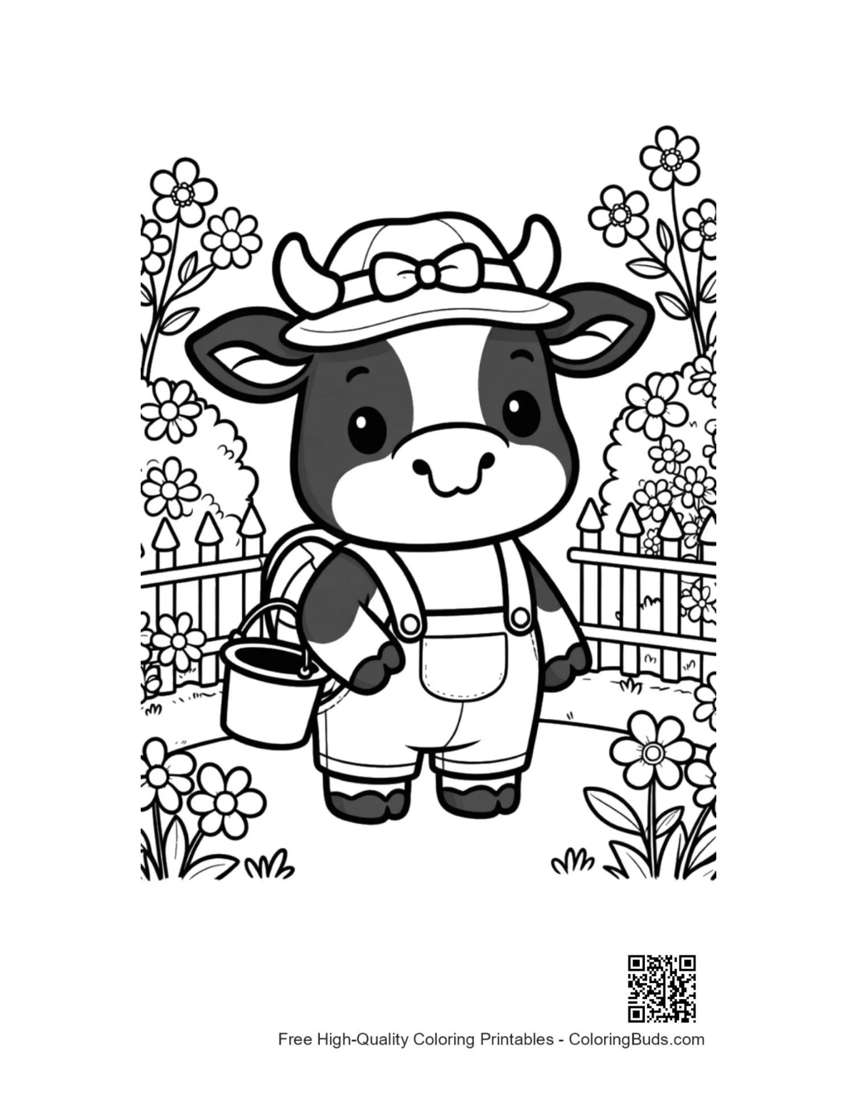 Holstein cow printable coloring page for kids