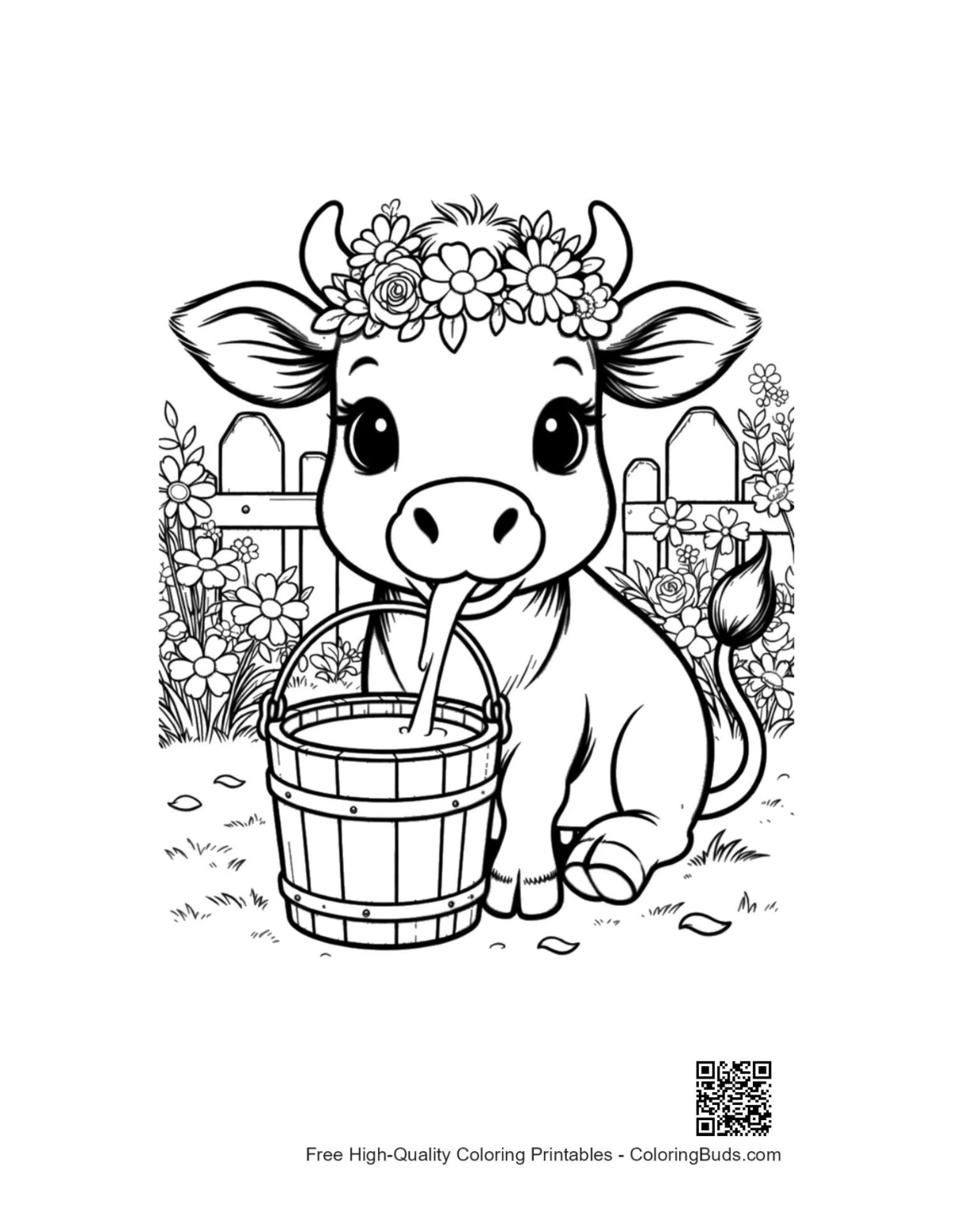 Easy Holstein cow printable coloring page outline