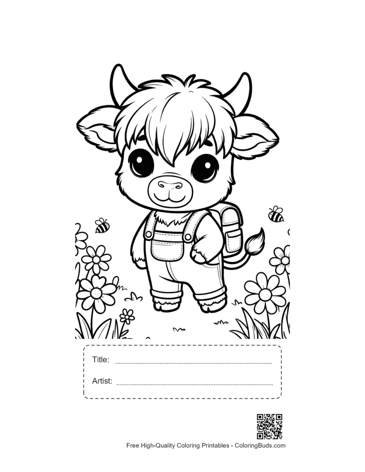 Highland calf explorer backpack printable with title box