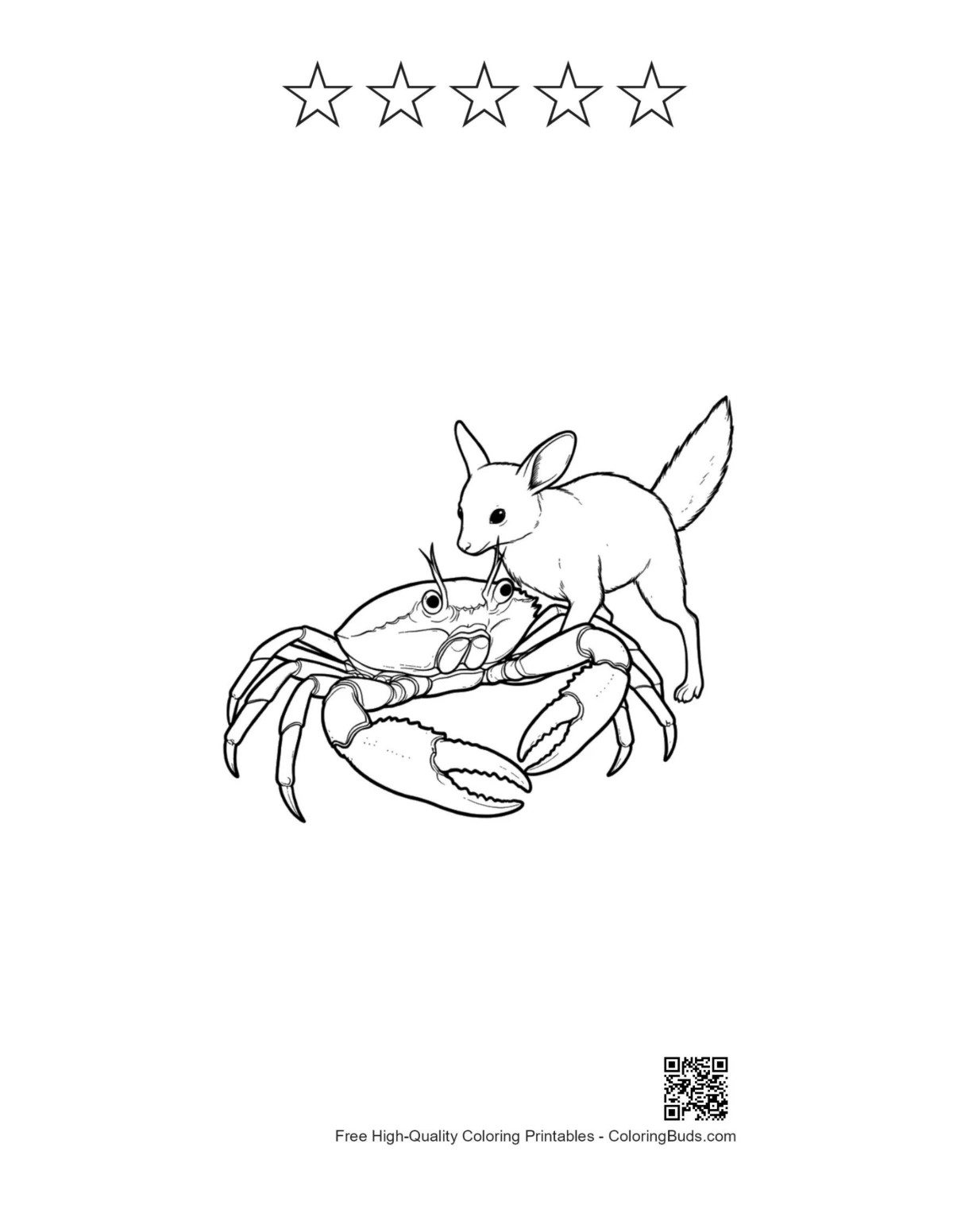 Red Crab printable with 5 stars