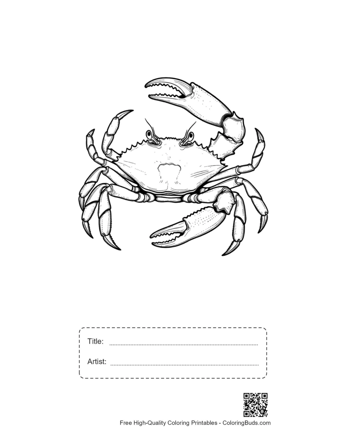 Red crab printable with title box