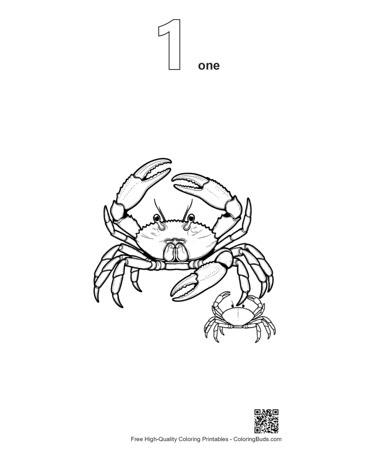 Red crab line art printable numbered 1