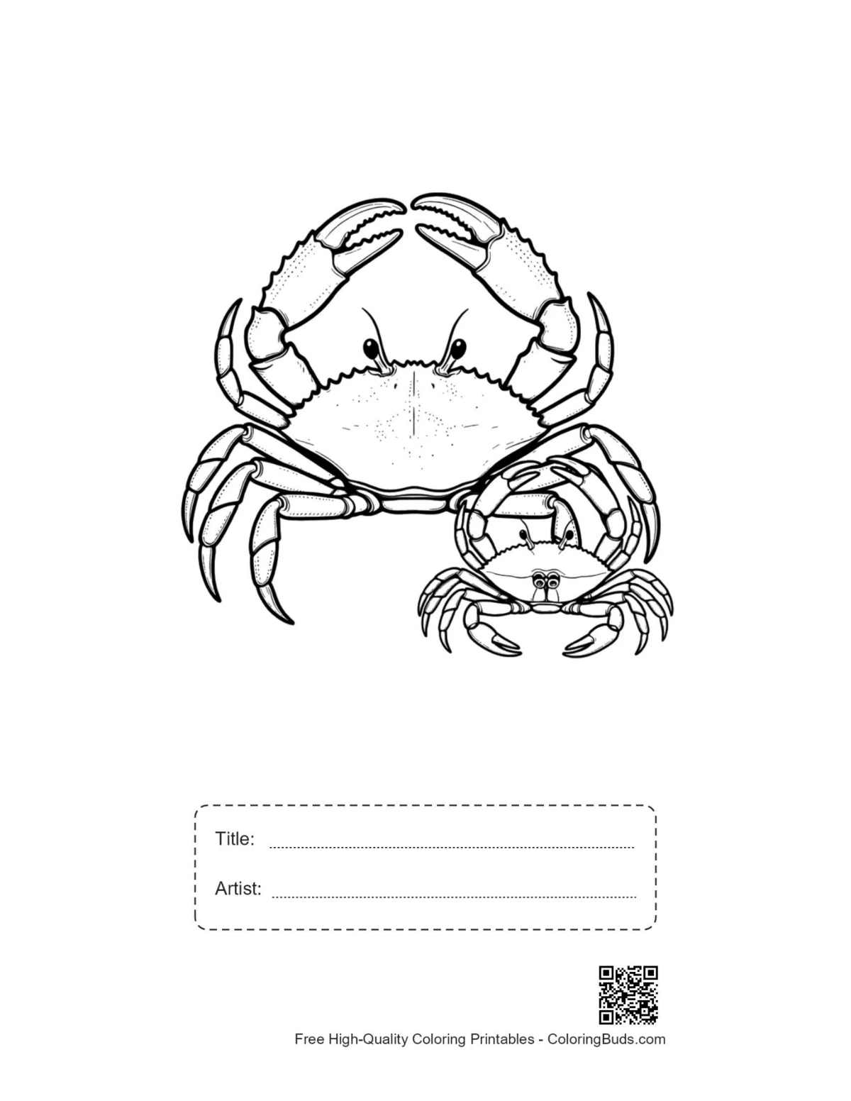 Printable red crab mother baby with title box