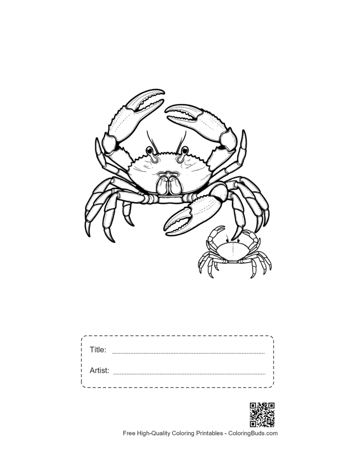 Printable red crab mother baby with title box