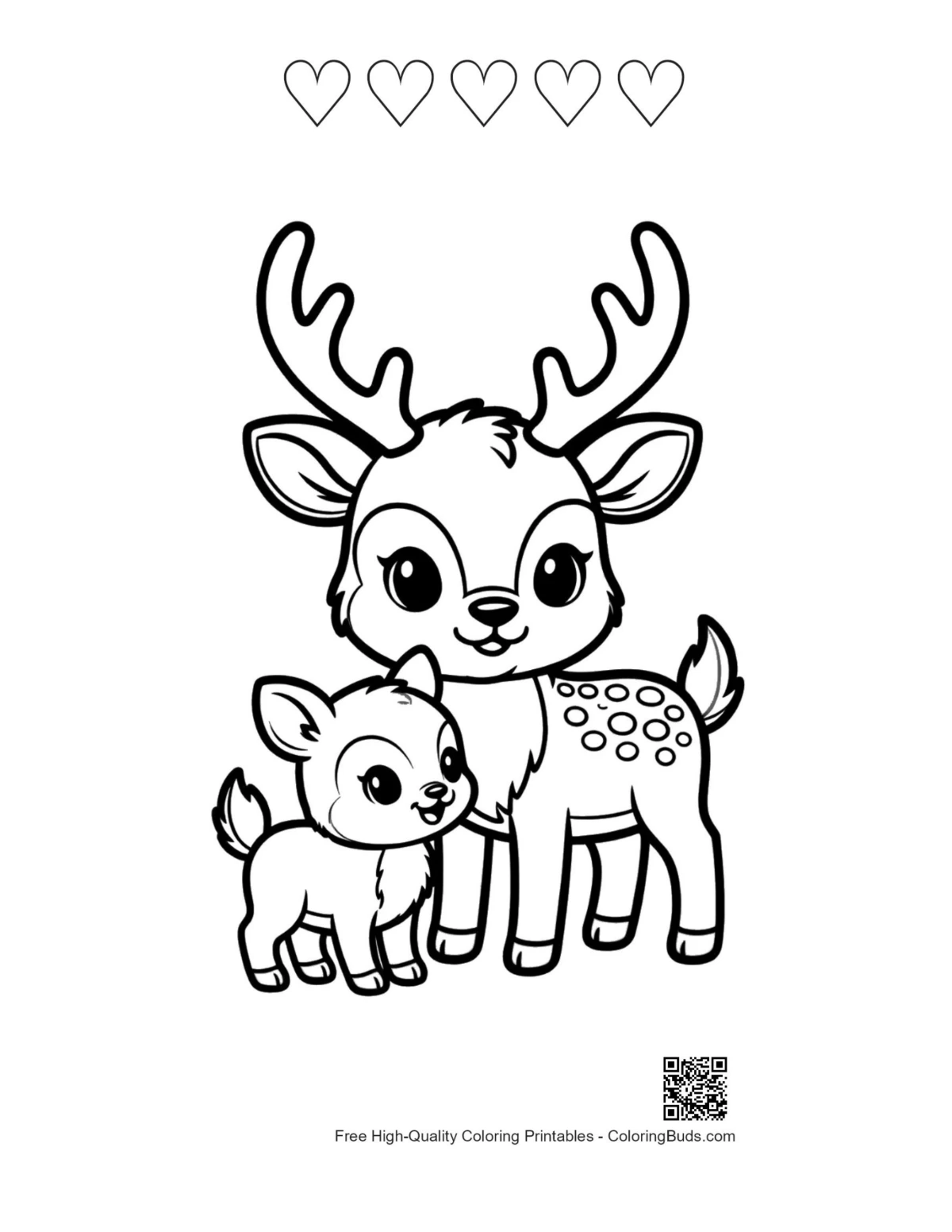 Buck deer fawn printable heart outlines